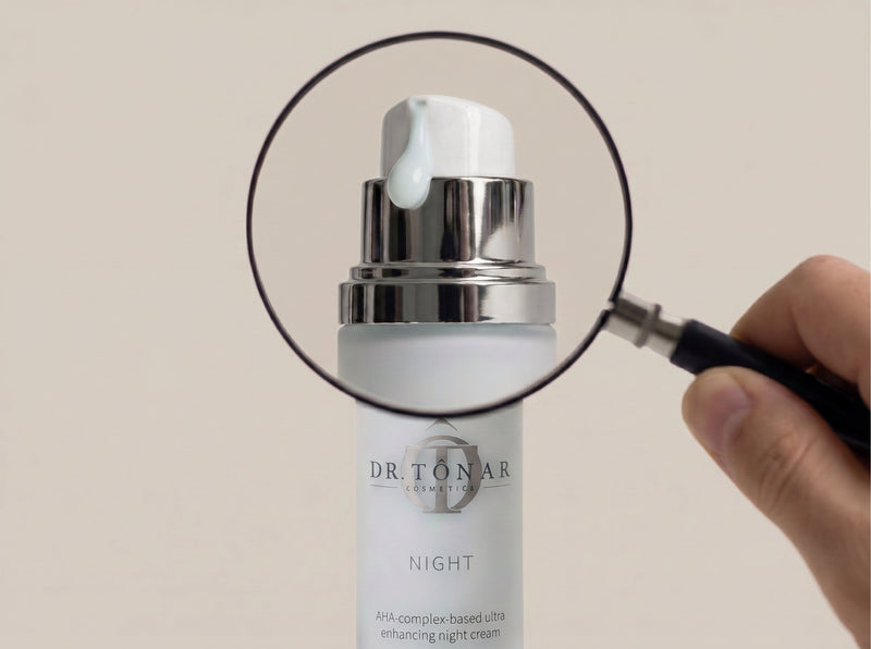 Nahaufnahme einer Frau mit Hyperpigmentierung – NIGHT Cream von Dr. Tonar Cosmetics mit Glykolsäure und Vitamin E